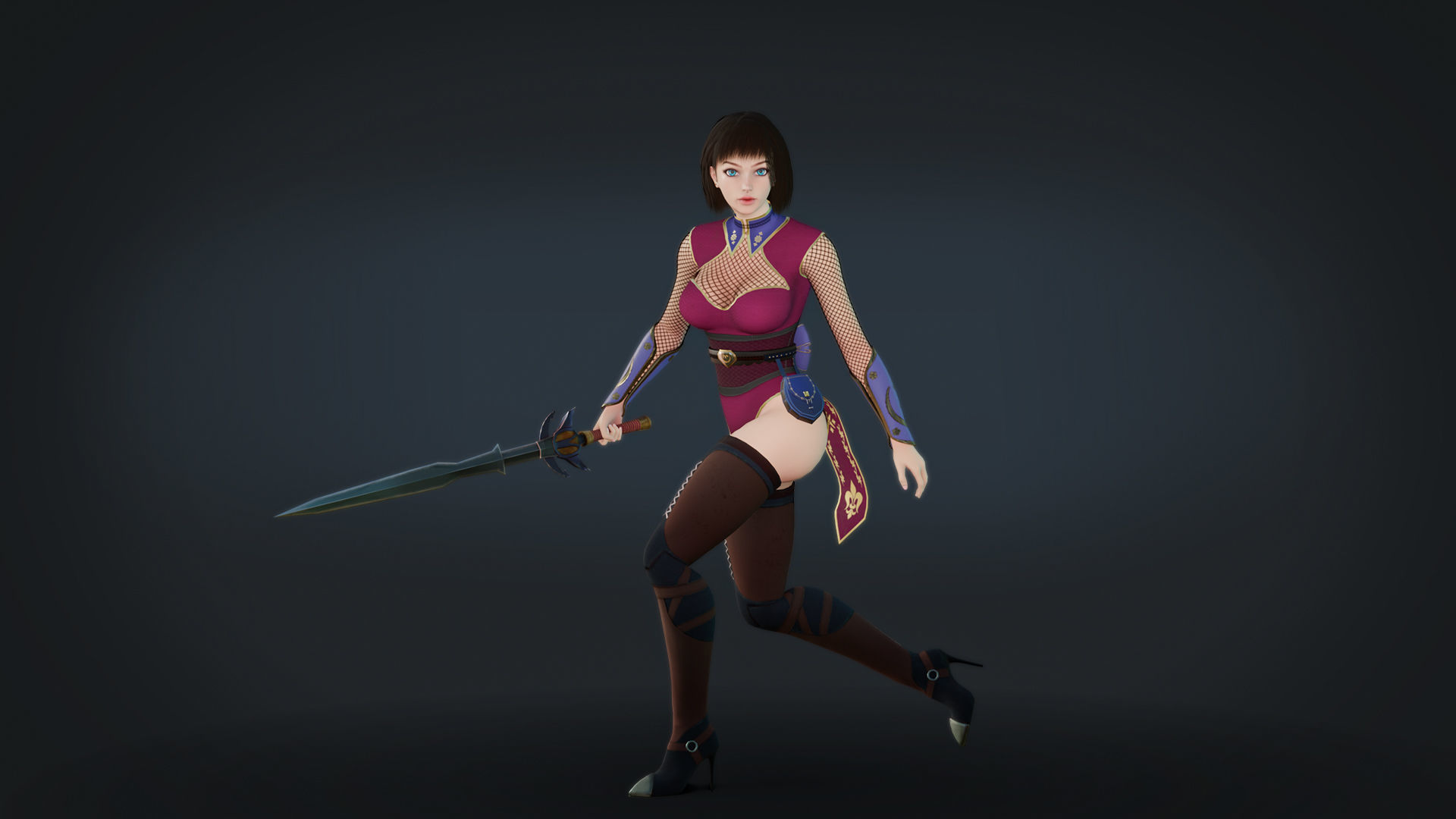 Anna Warrior Low-poly 3D model_20