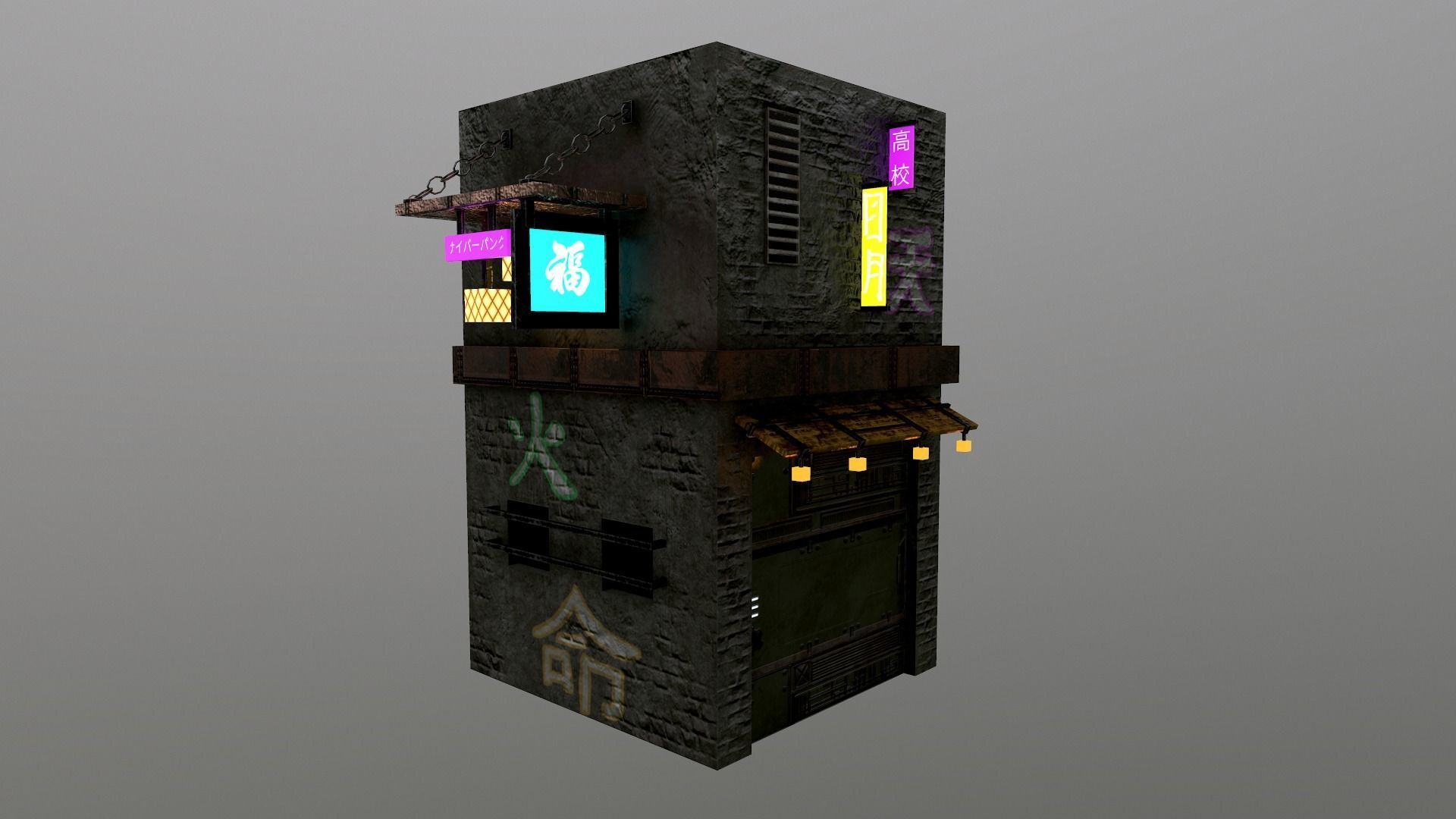 Cyberpunk City - Building 25 Low-poly 3D model_16