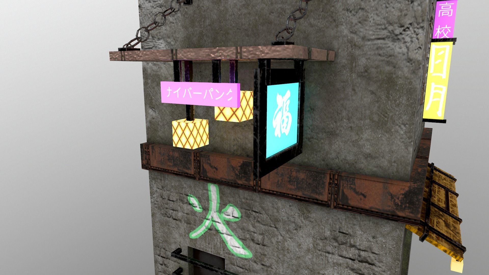 Cyberpunk City - Building 25 Low-poly 3D model_10