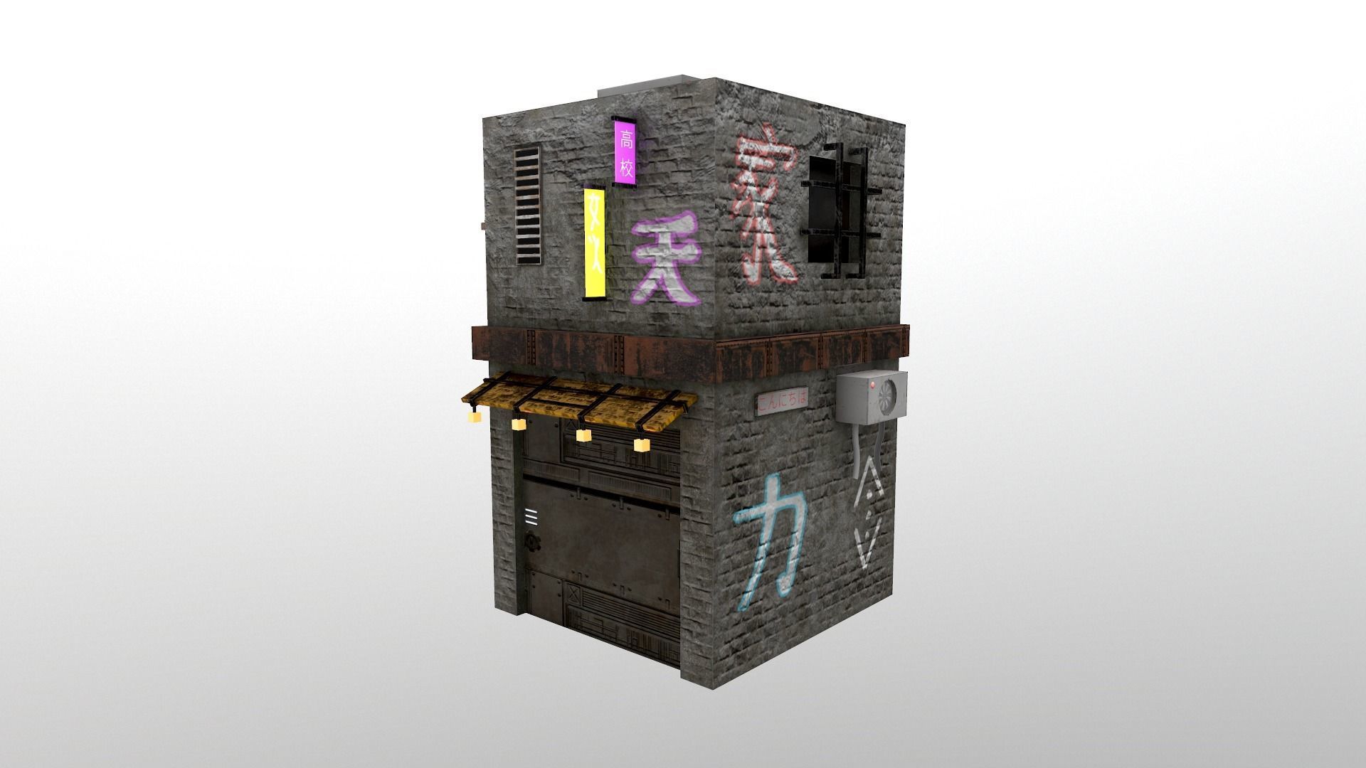 Cyberpunk City - Building 25 Low-poly 3D model_2