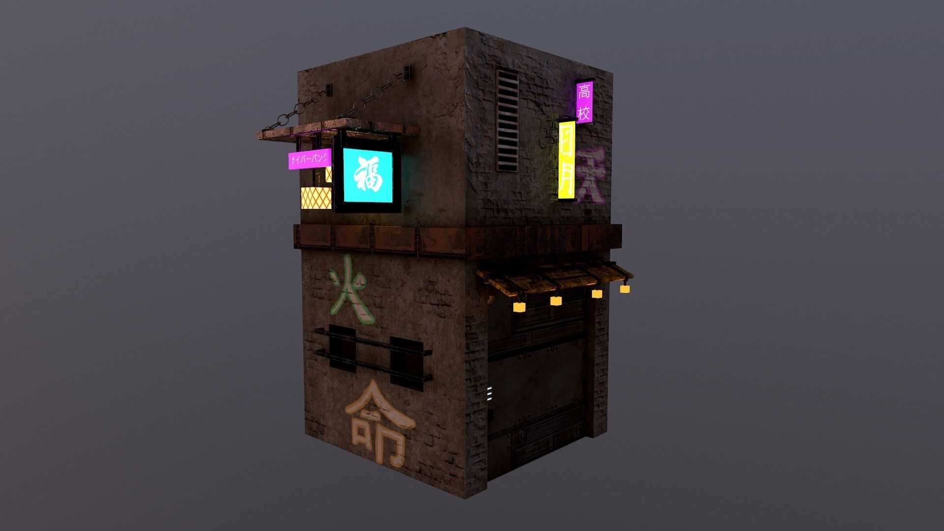 Cyberpunk City - Building 25 Low-poly 3D model_18