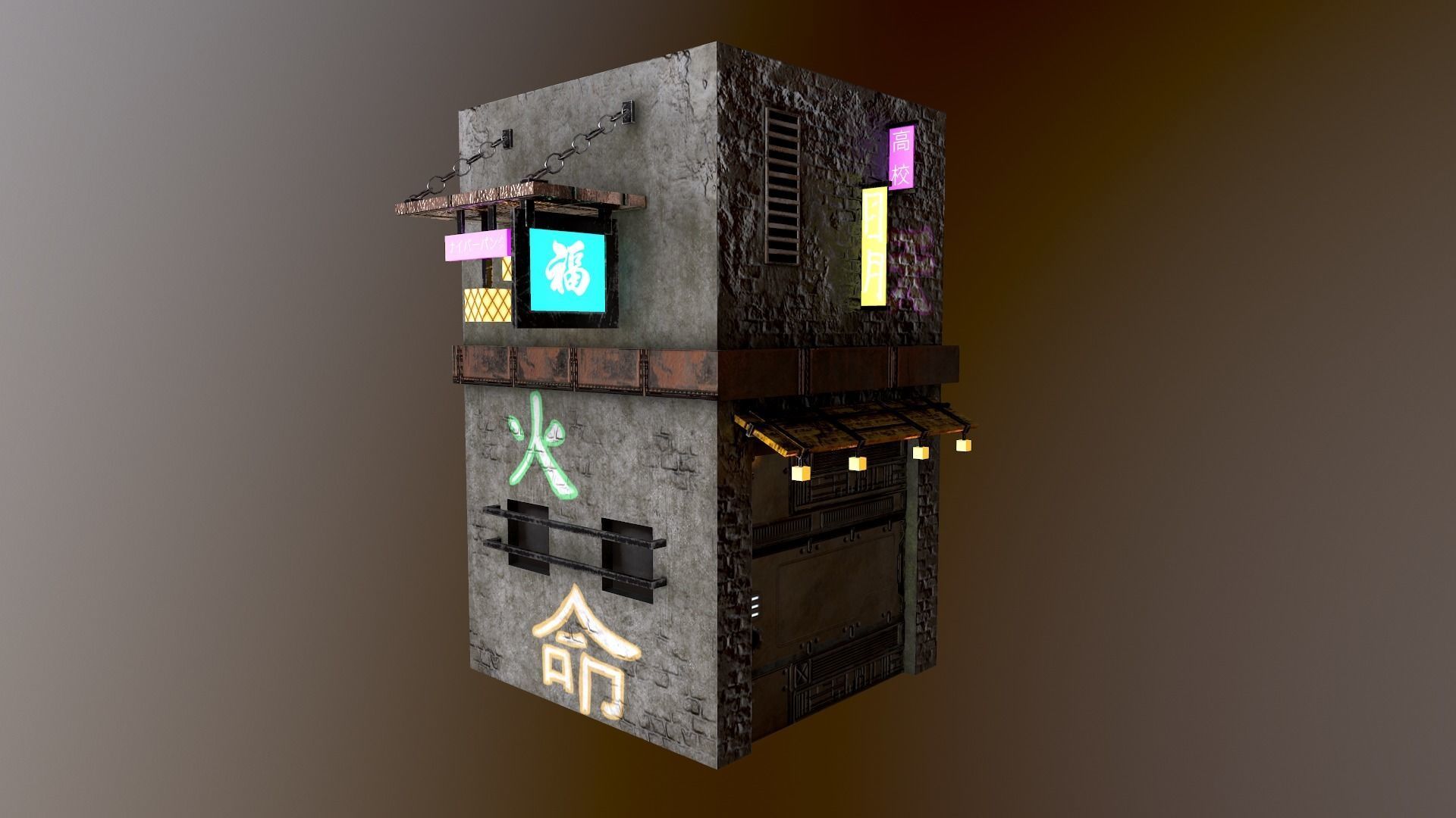 Cyberpunk City - Building 25 Low-poly 3D model_23