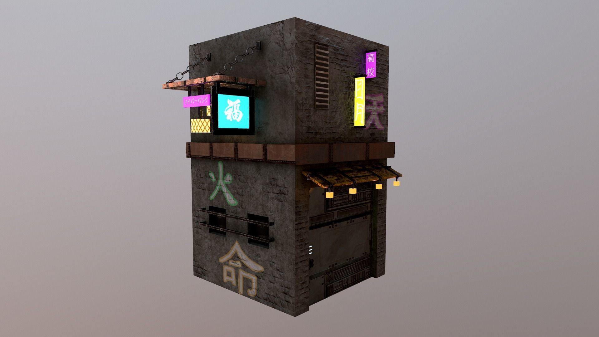 Cyberpunk City - Building 25 Low-poly 3D model_26