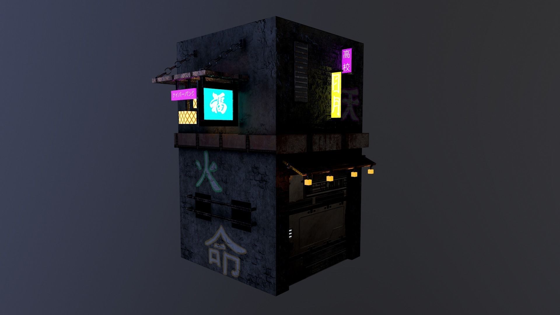 Cyberpunk City - Building 25 Low-poly 3D model_21