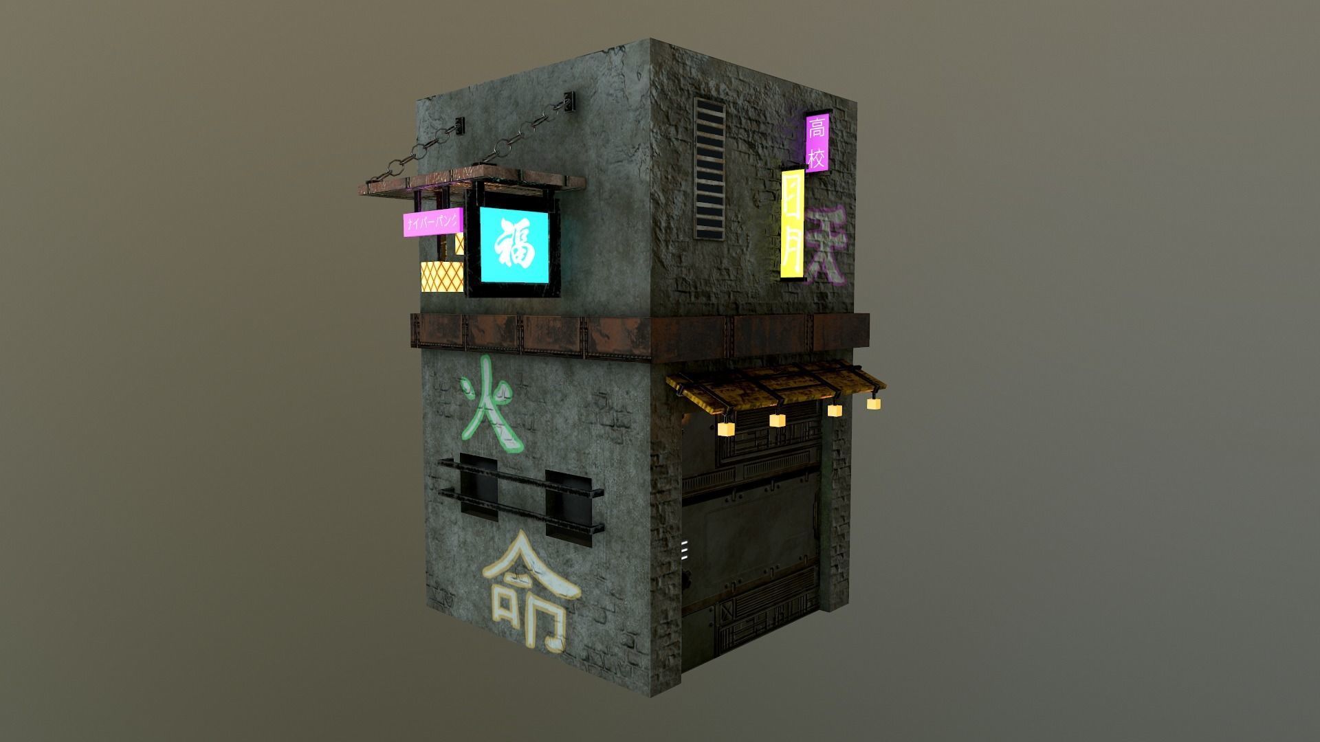 Cyberpunk City - Building 25 Low-poly 3D model_29