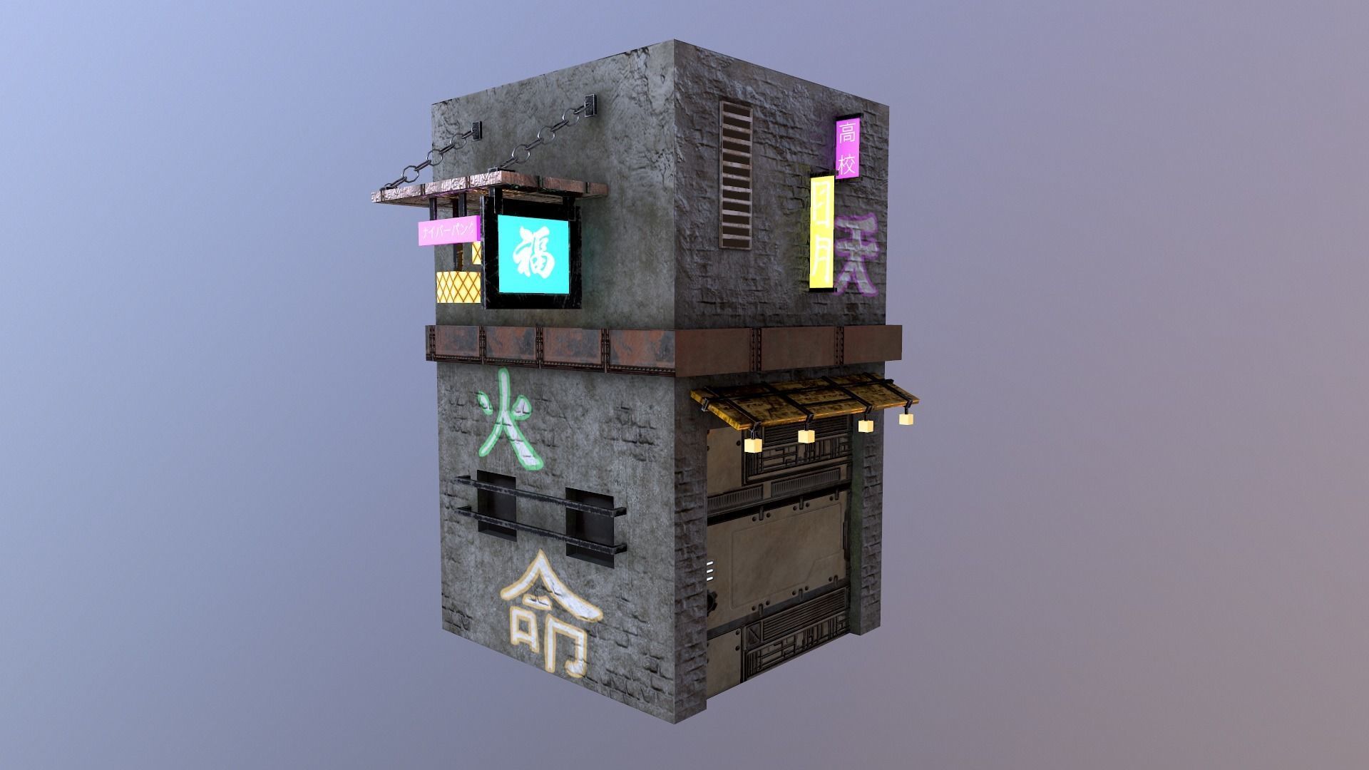 Cyberpunk City - Building 25 Low-poly 3D model_22