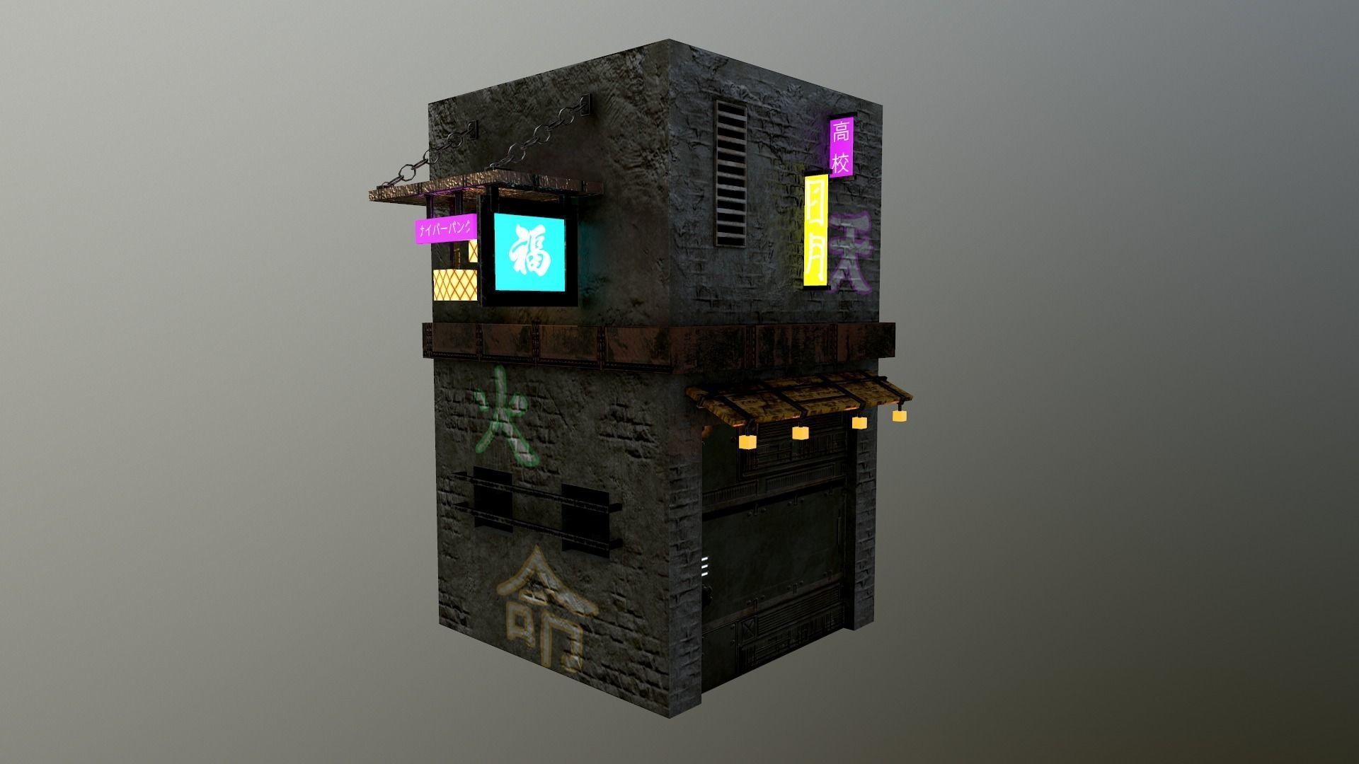 Cyberpunk City - Building 25 Low-poly 3D model_24