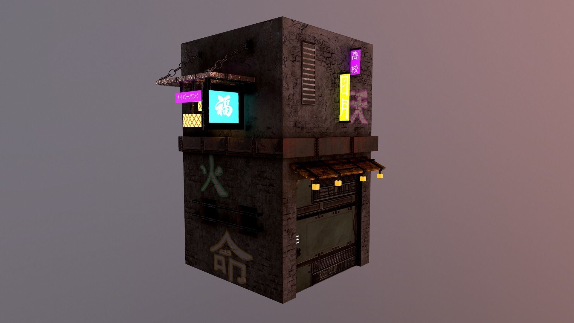Cyberpunk City - Building 25 Low-poly 3D model_27