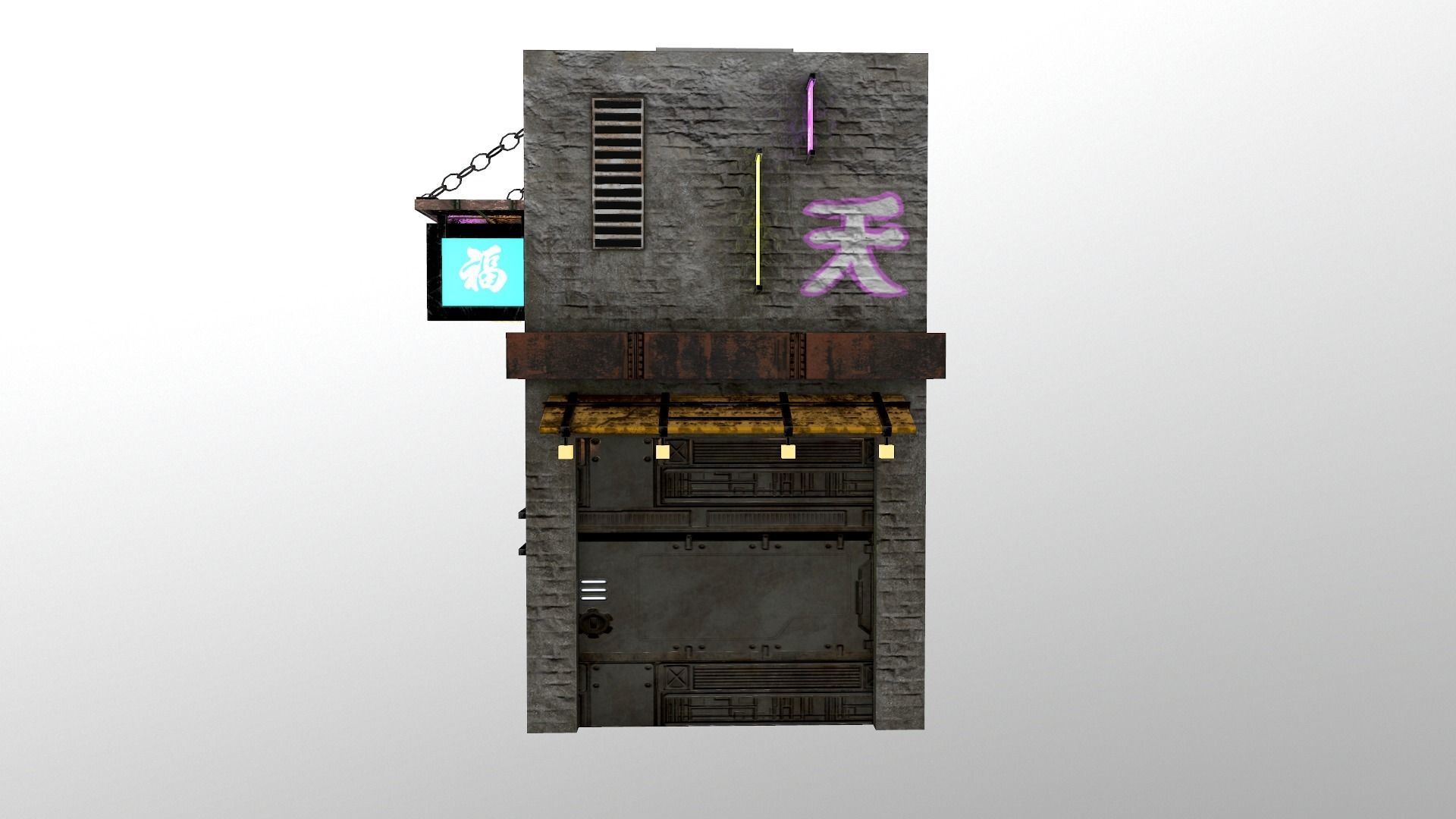 Cyberpunk City - Building 25 Low-poly 3D model_4