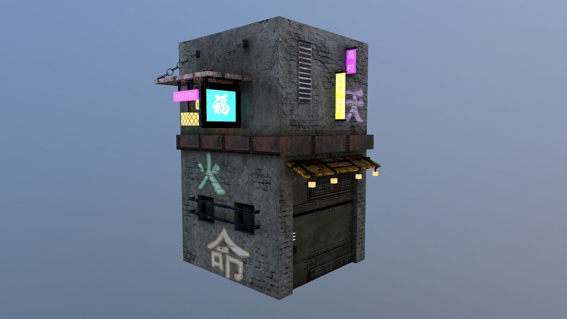 Cyberpunk City - Building 25 Low-poly 3D model_31