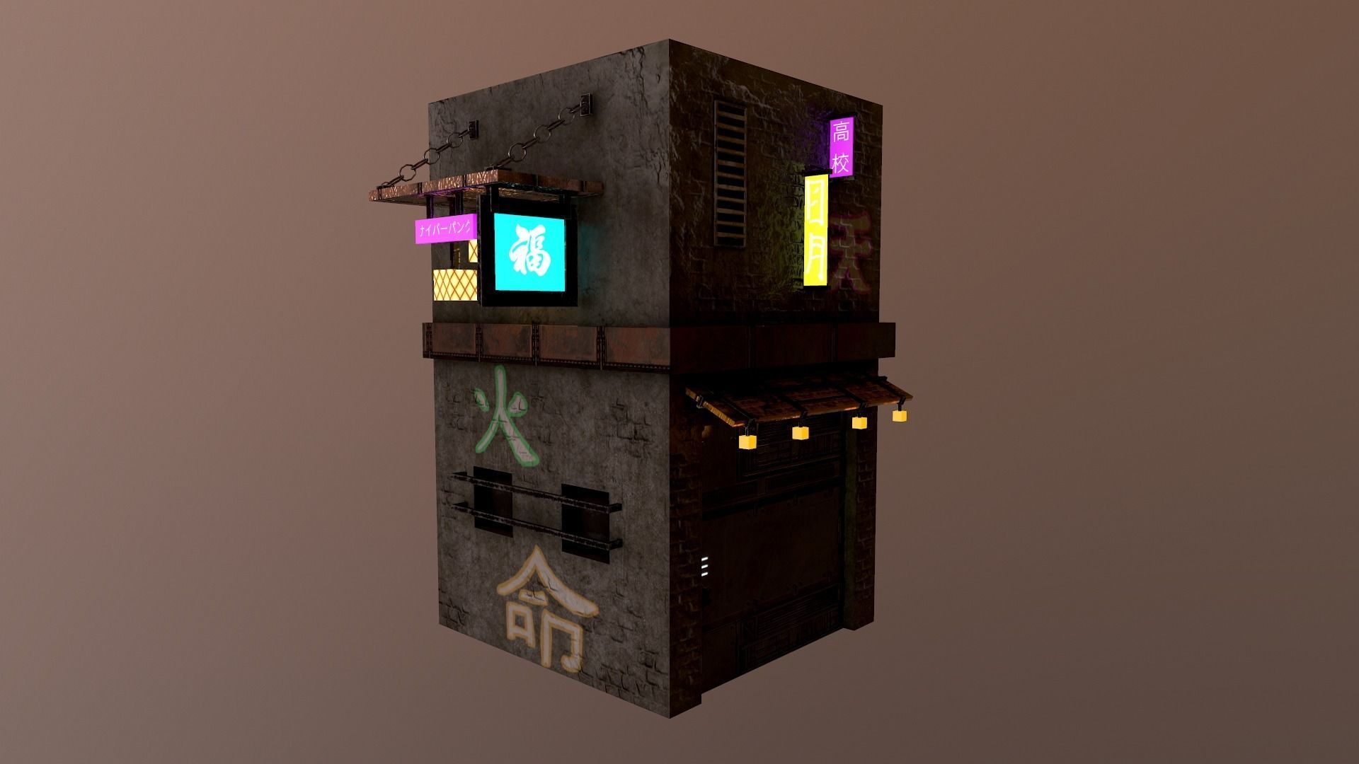 Cyberpunk City - Building 25 Low-poly 3D model_17