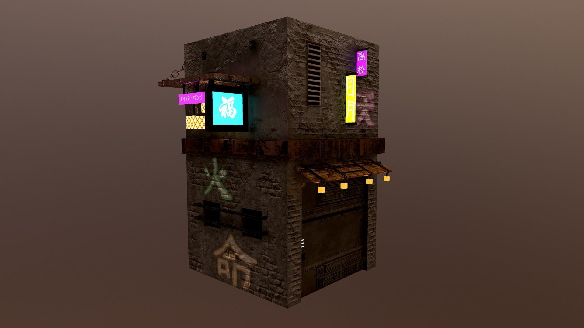 Cyberpunk City - Building 25 Low-poly 3D model_14