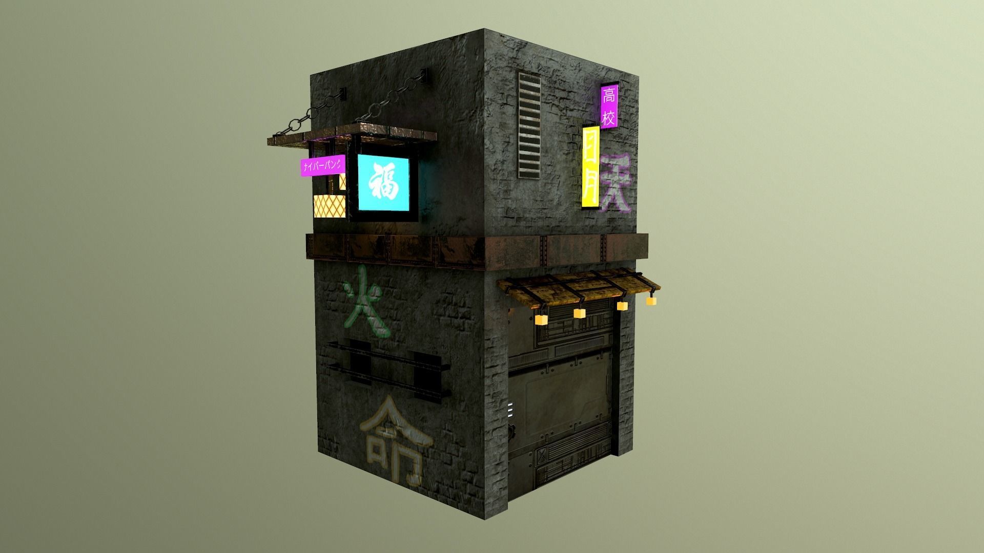 Cyberpunk City - Building 25 Low-poly 3D model_30