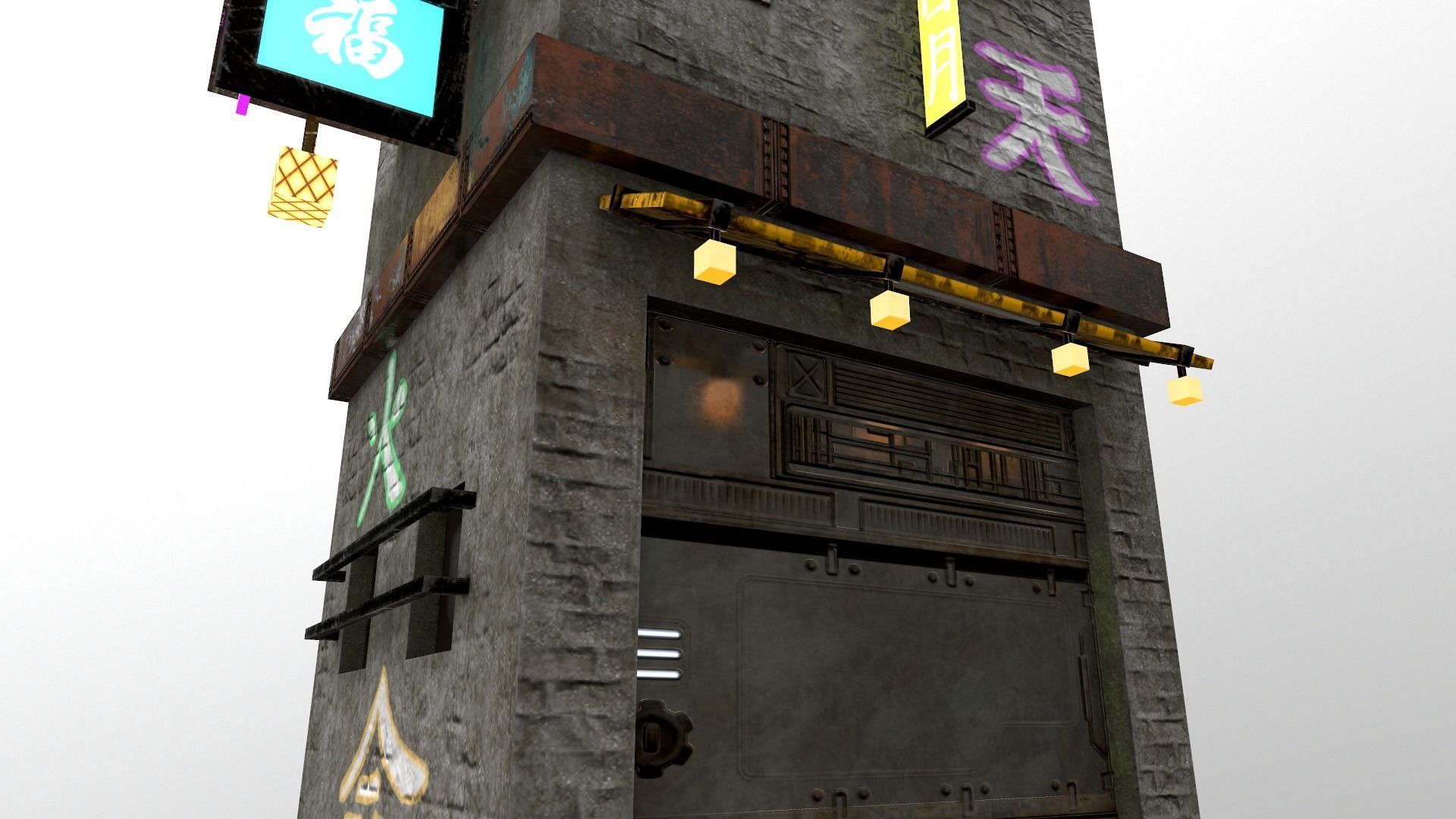 Cyberpunk City - Building 25 Low-poly 3D model_5