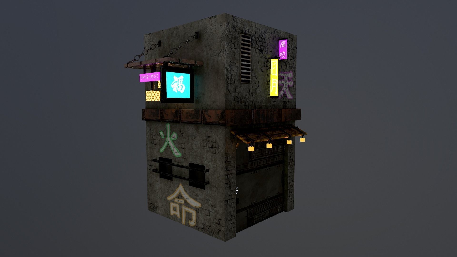 Cyberpunk City - Building 25 Low-poly 3D model_20