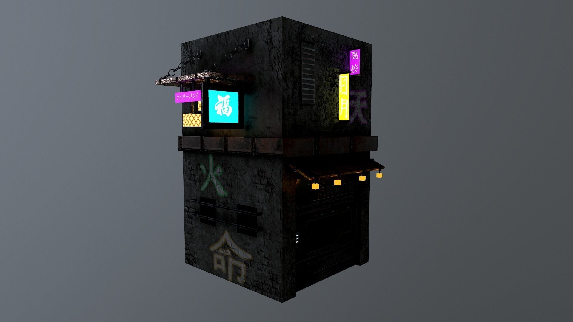 Cyberpunk City - Building 25 Low-poly 3D model_19