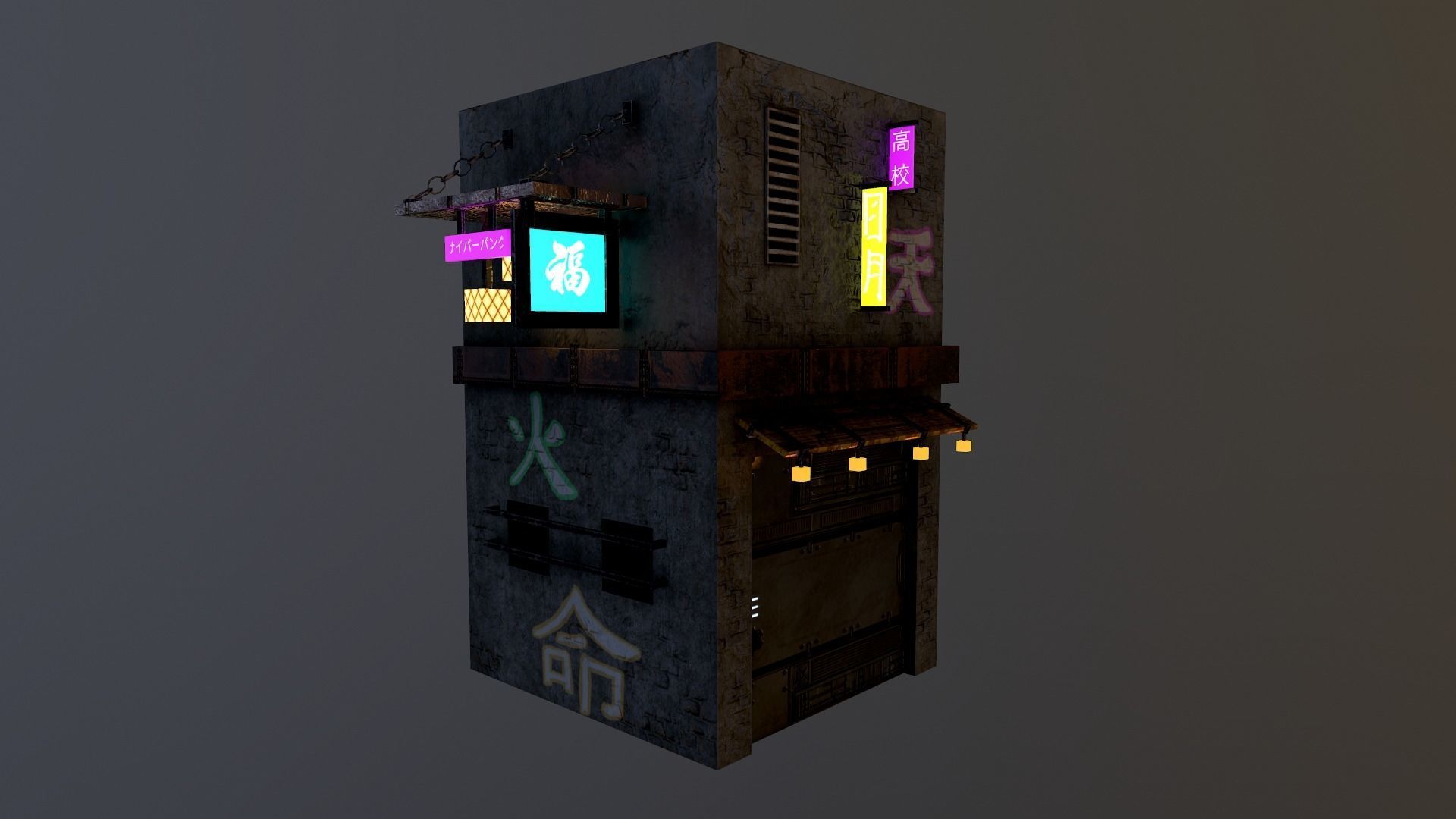 Cyberpunk City - Building 25 Low-poly 3D model_15
