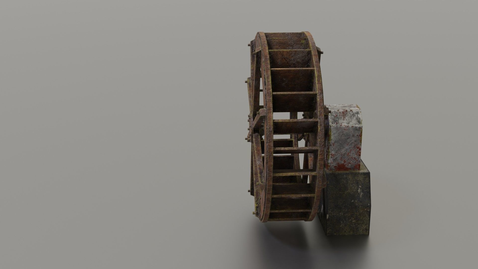 Water wheel Low-poly 3D model_15