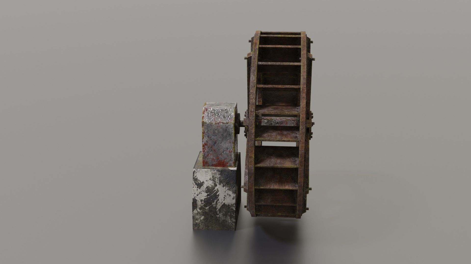 Water wheel Low-poly 3D model_5