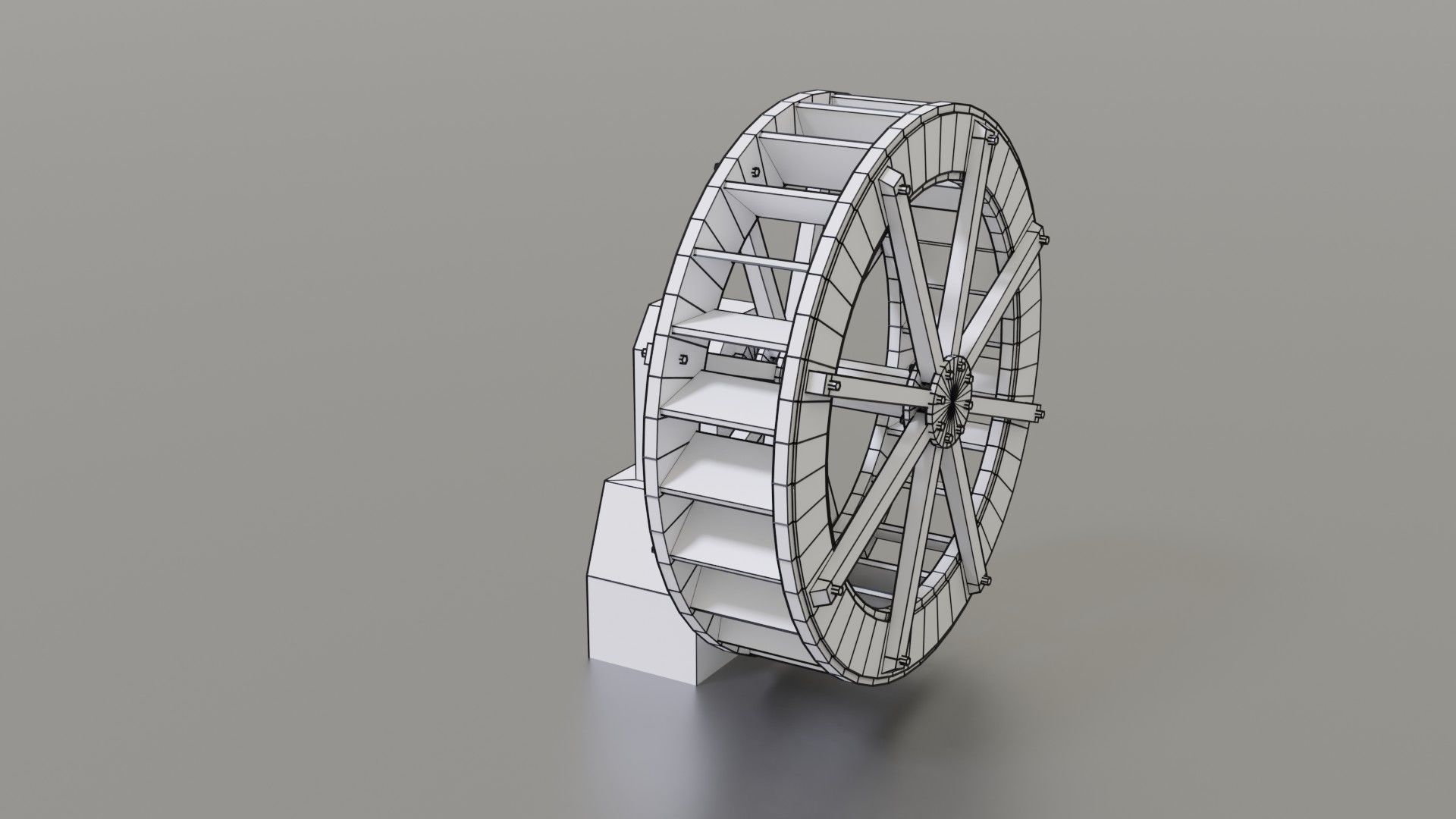 Water wheel Low-poly 3D model_26