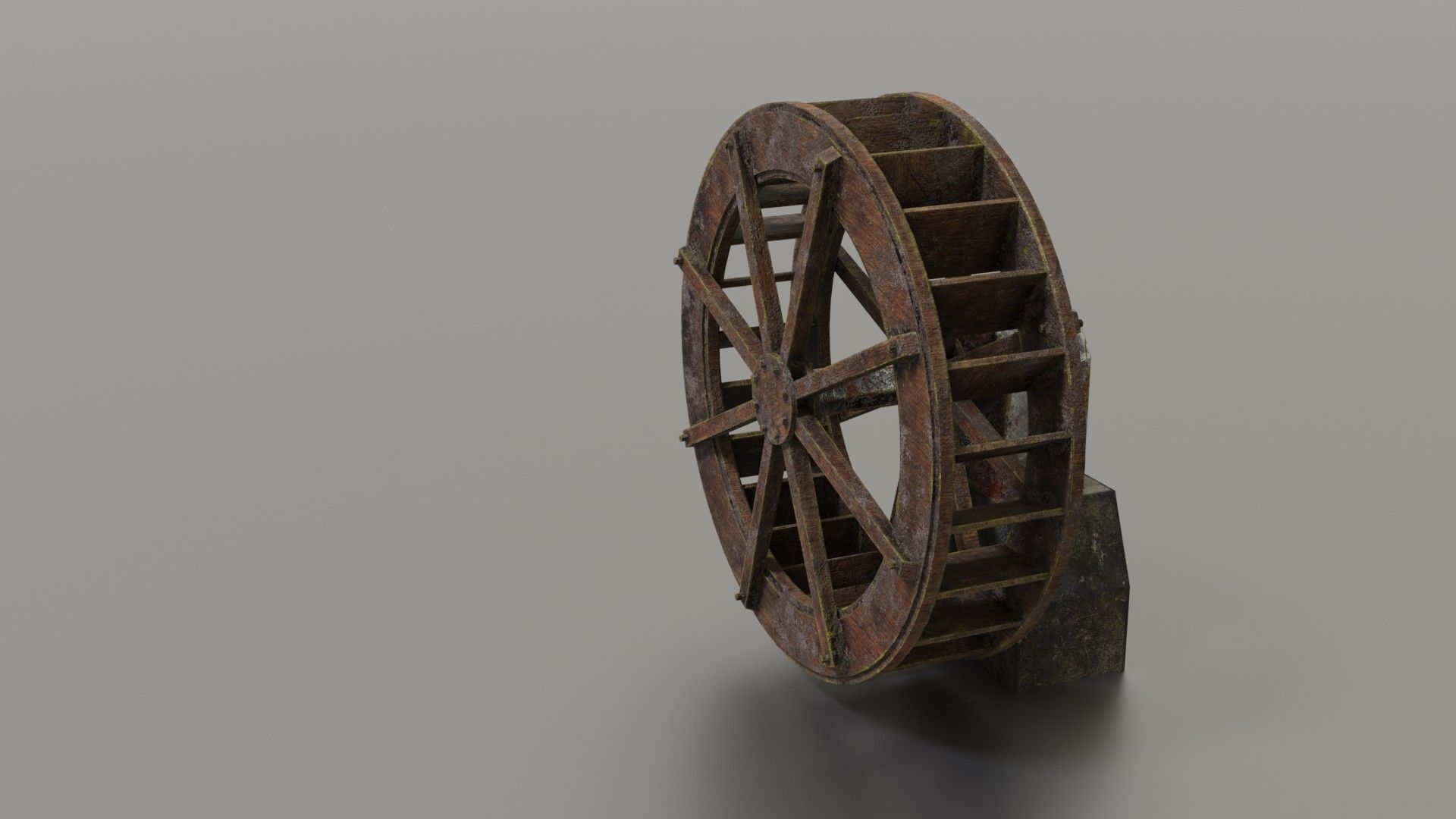 Water wheel Low-poly 3D model_16