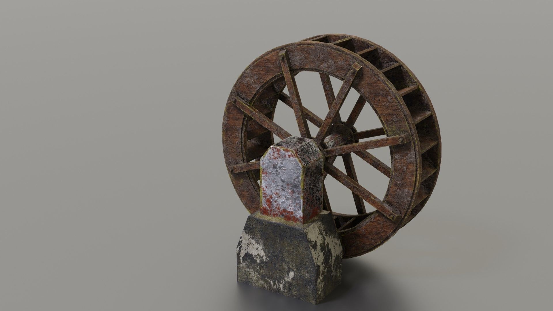 Water wheel Low-poly 3D model_9