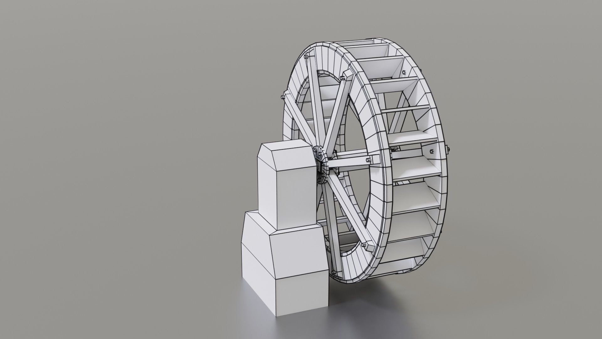 Water wheel Low-poly 3D model_32