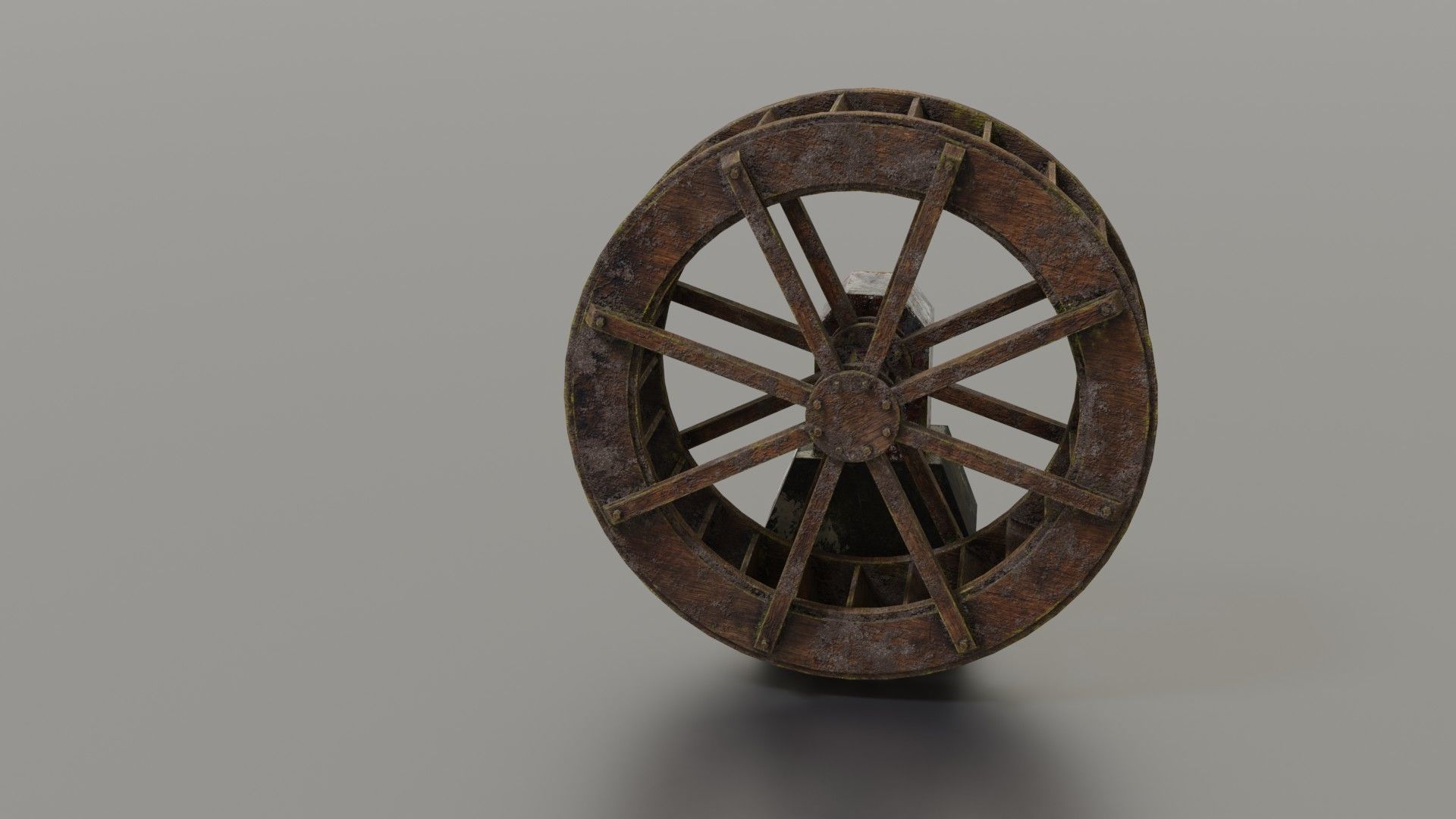 Water wheel Low-poly 3D model_19