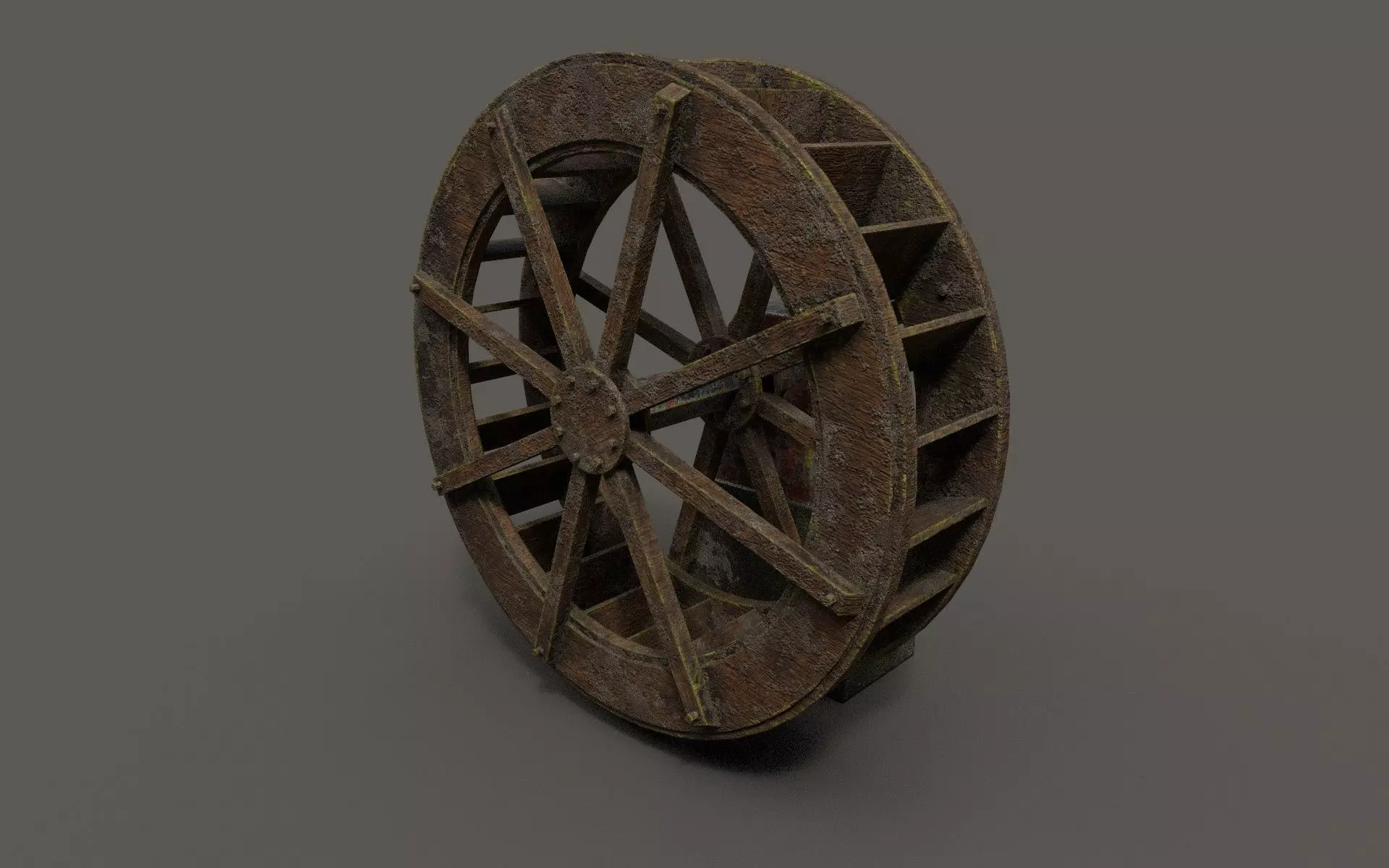 Water wheel Low-poly 3D model_0