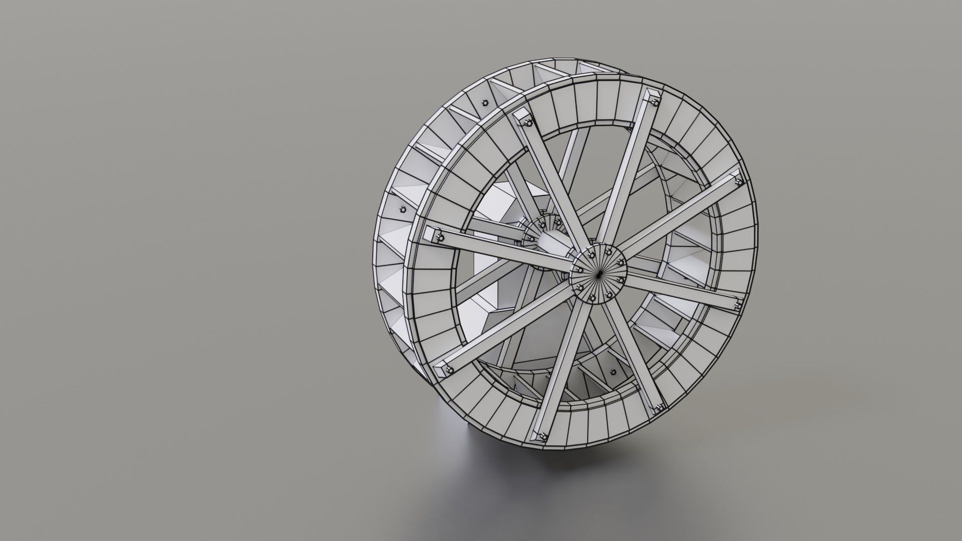 Water wheel Low-poly 3D model_46