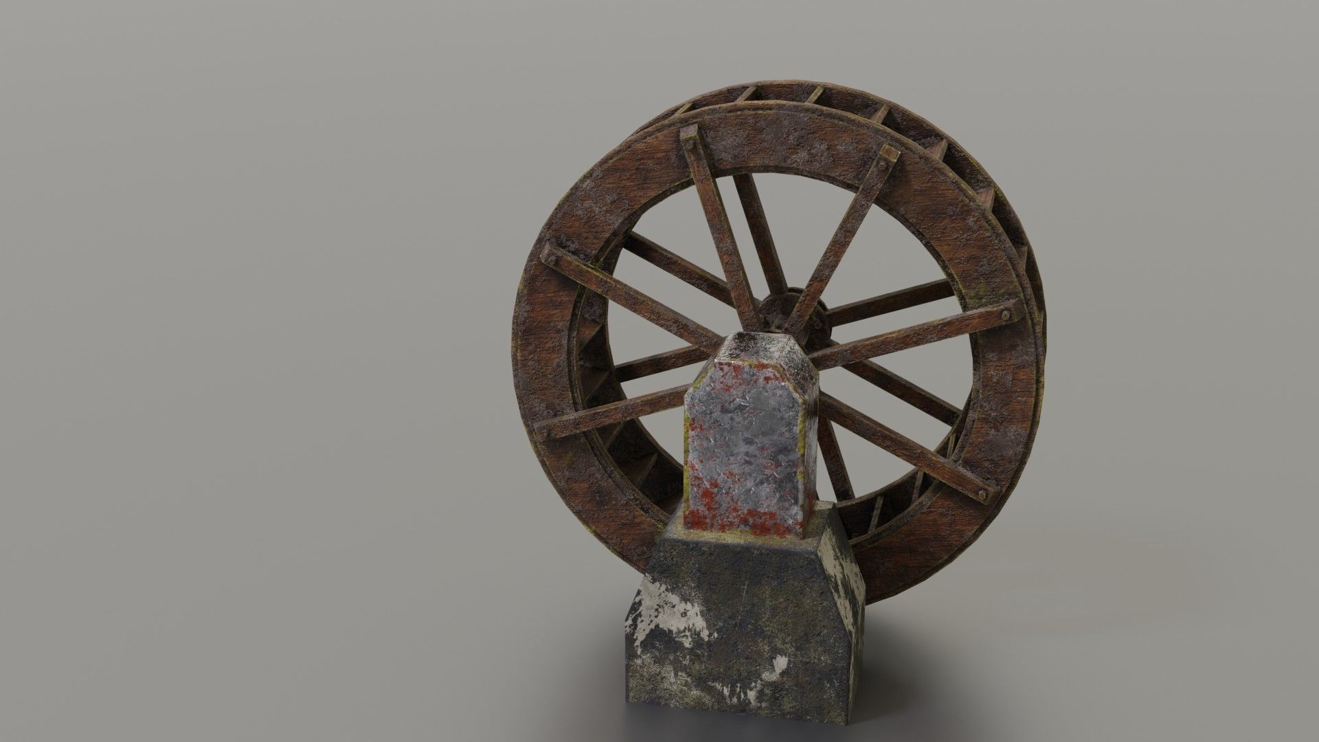 Water wheel Low-poly 3D model_10