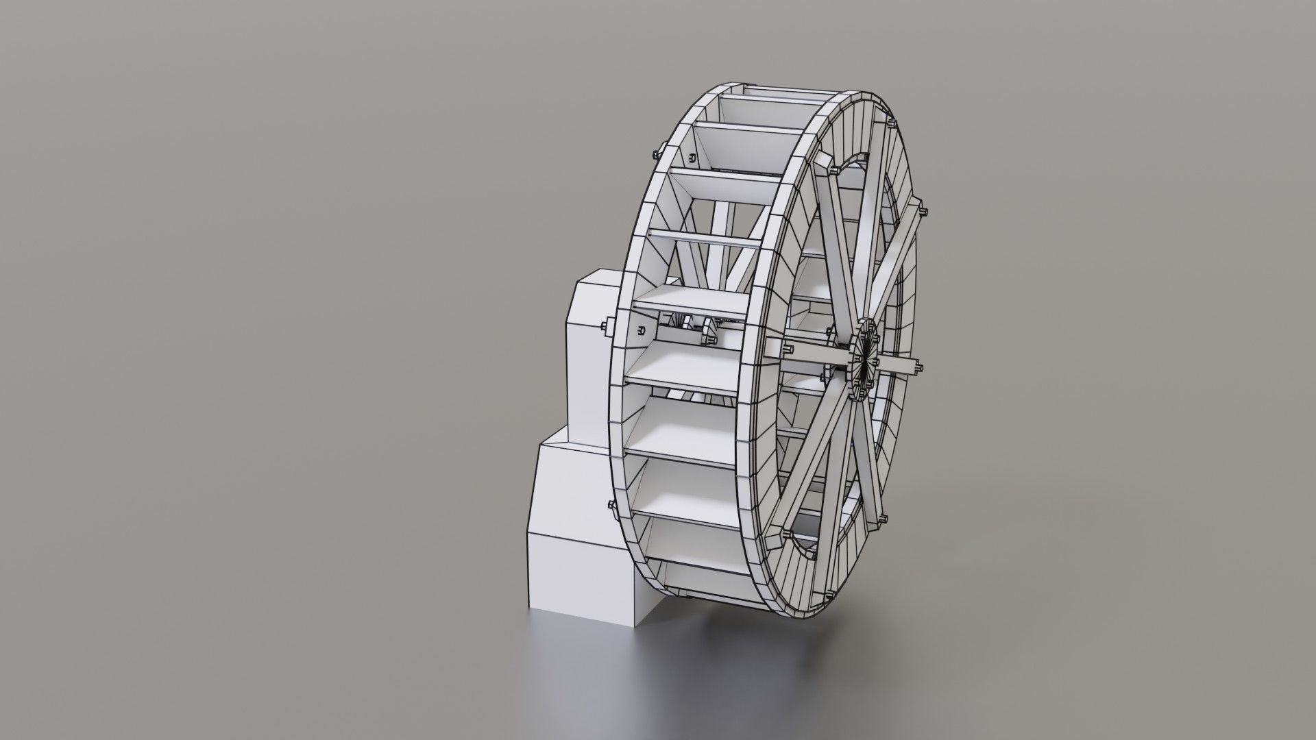 Water wheel Low-poly 3D model_28