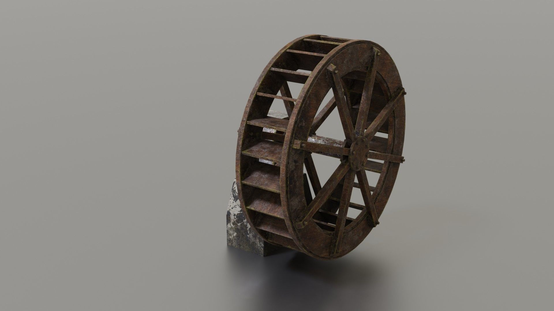 Water wheel Low-poly 3D model_24