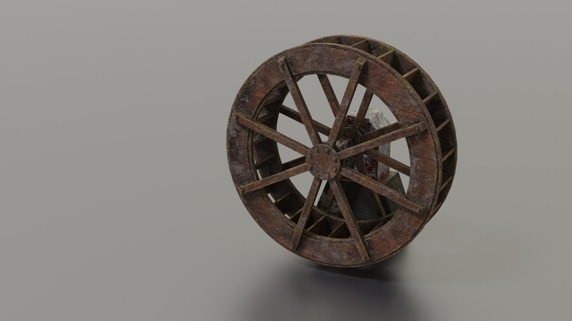 Water wheel Low-poly 3D model_18