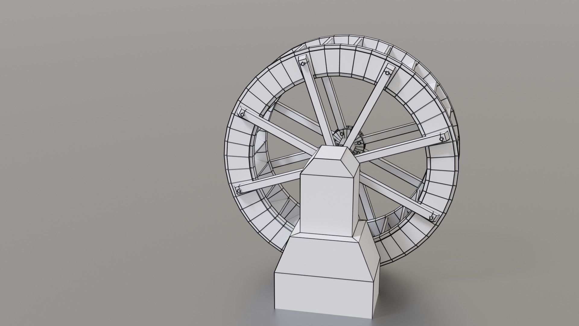Water wheel Low-poly 3D model_35