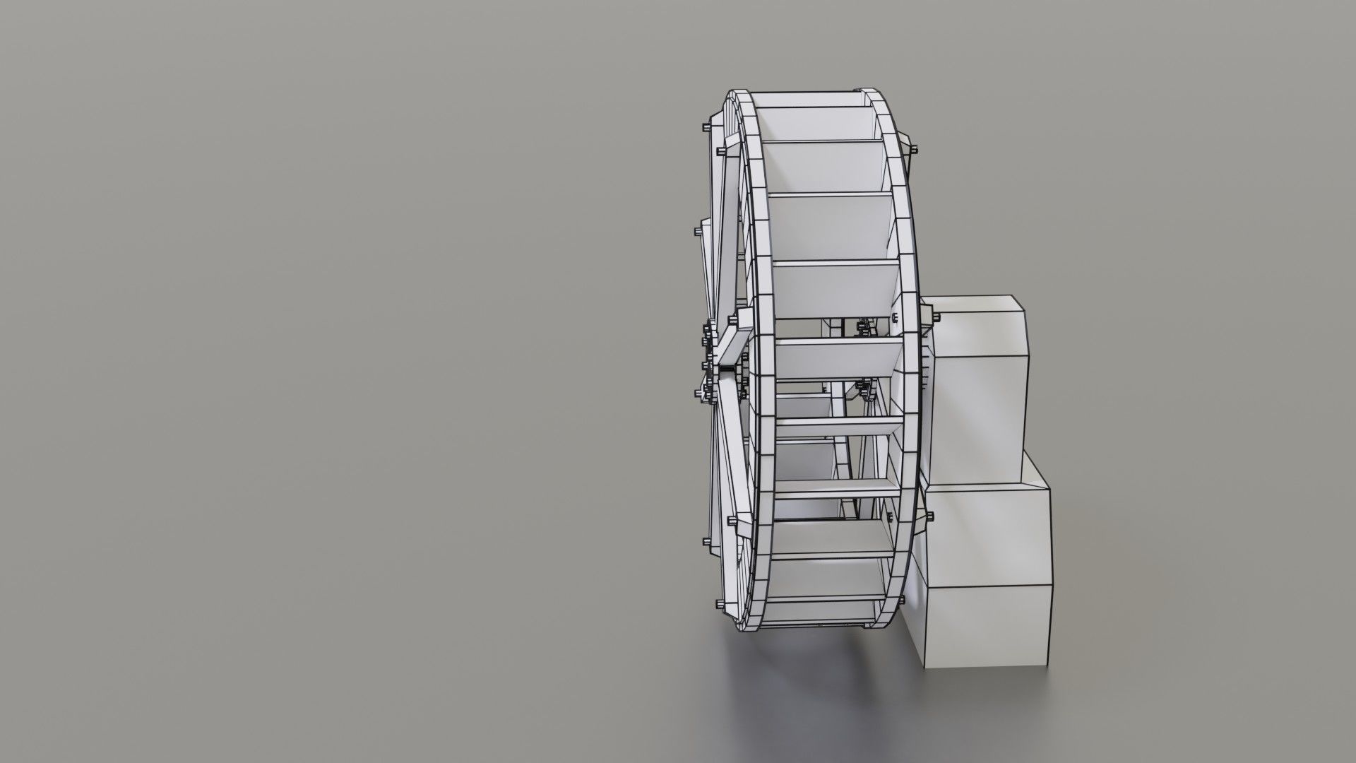 Water wheel Low-poly 3D model_40