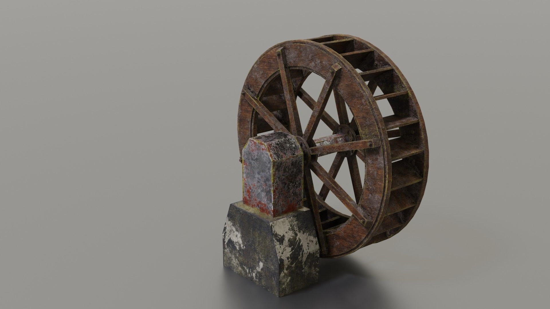 Water wheel Low-poly 3D model_8