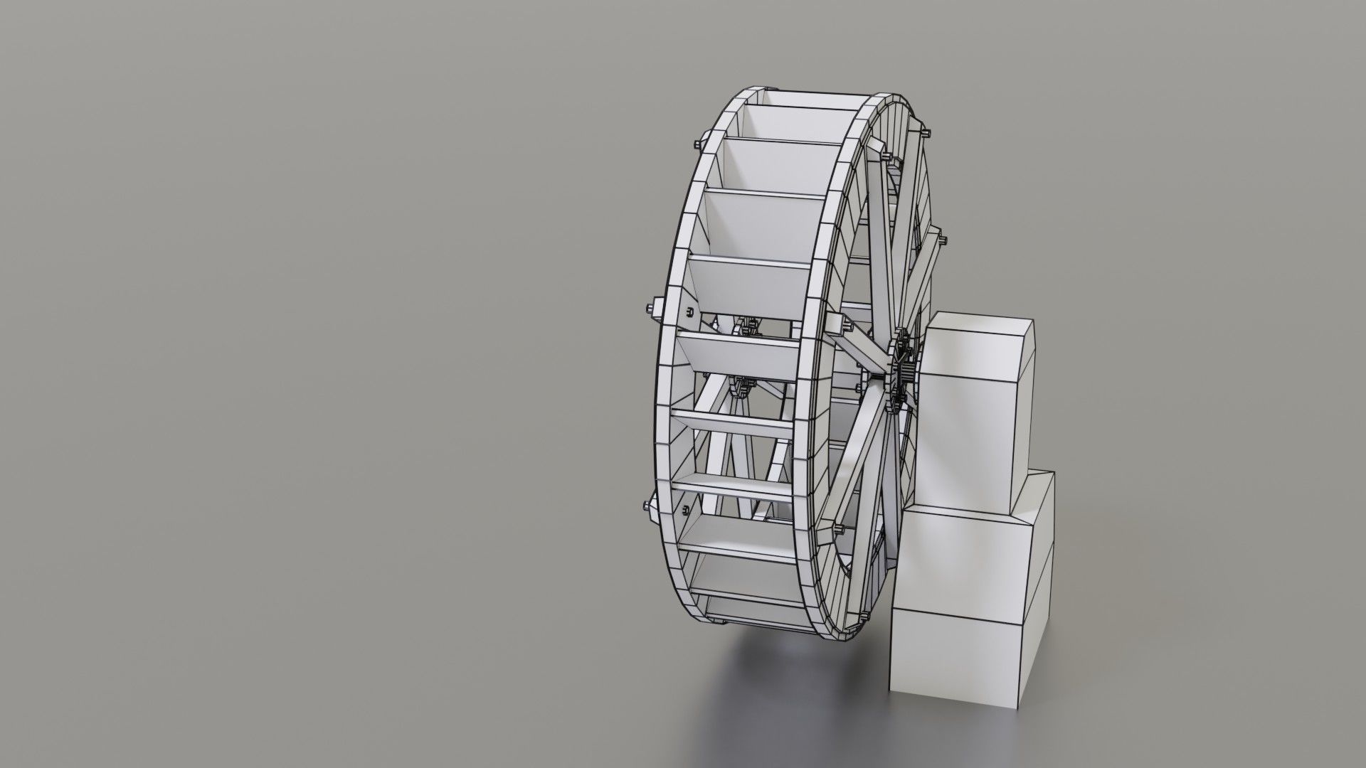 Water wheel Low-poly 3D model_39