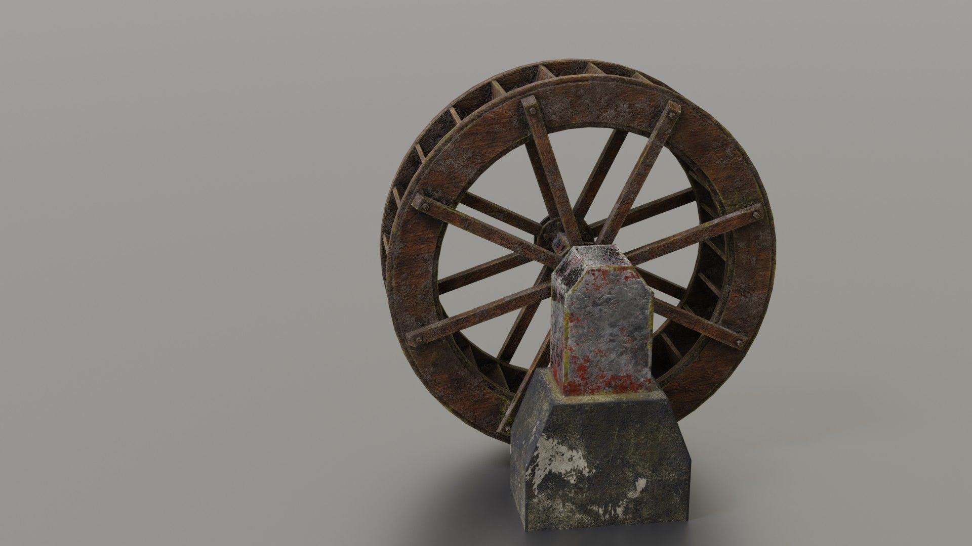 Water wheel Low-poly 3D model_11