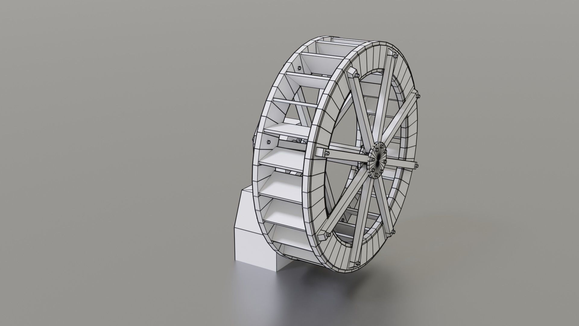 Water wheel Low-poly 3D model_50