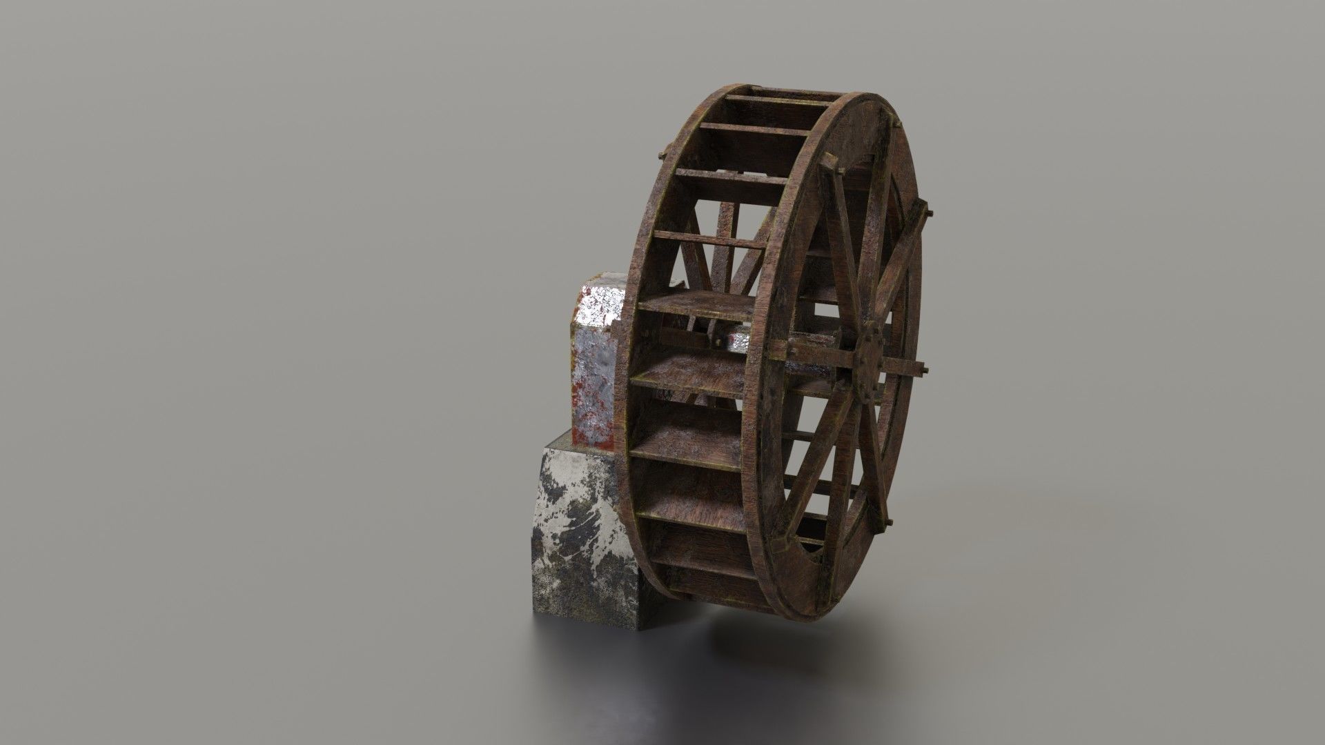 Water wheel Low-poly 3D model_3