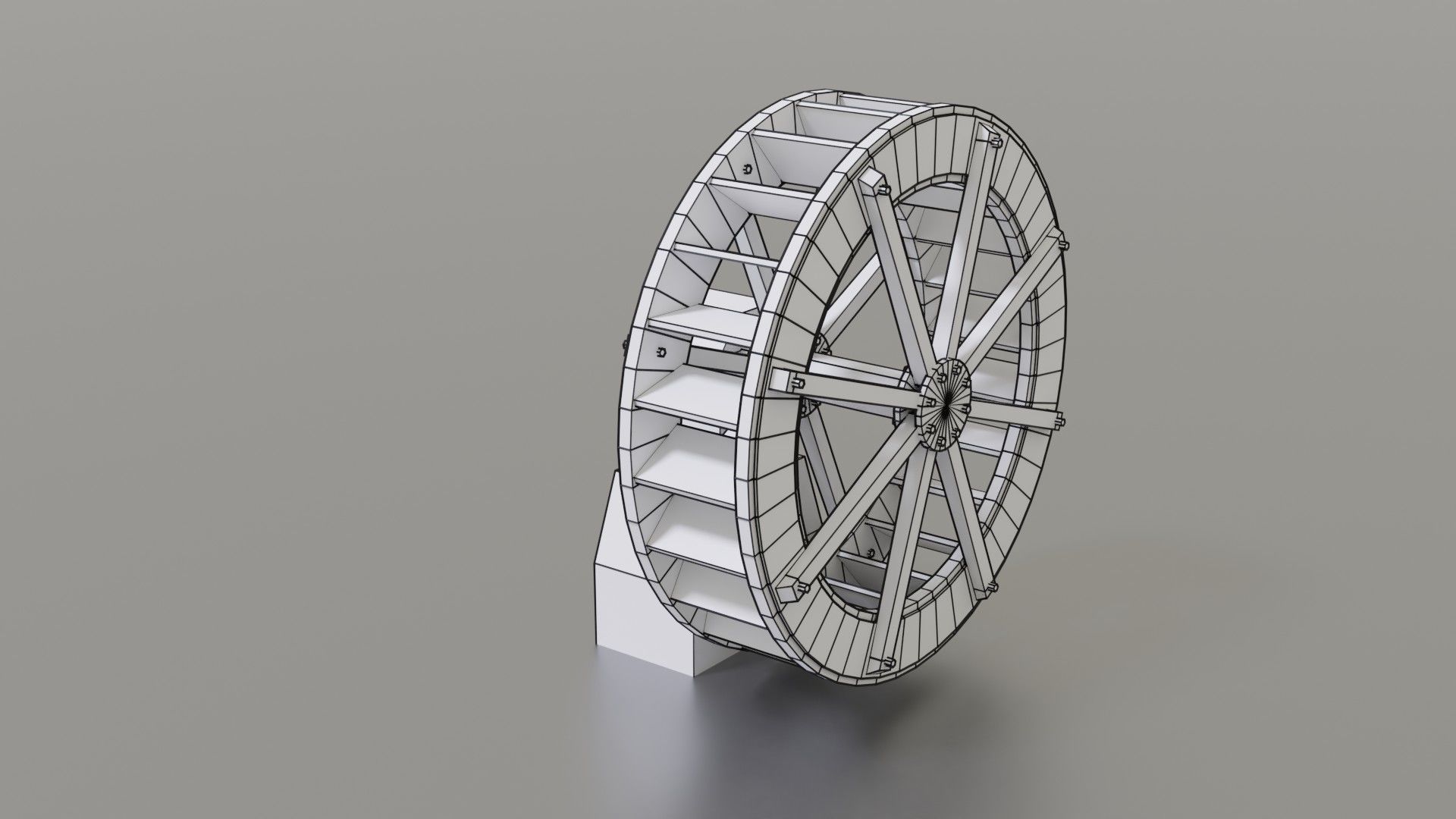 Water wheel Low-poly 3D model_49