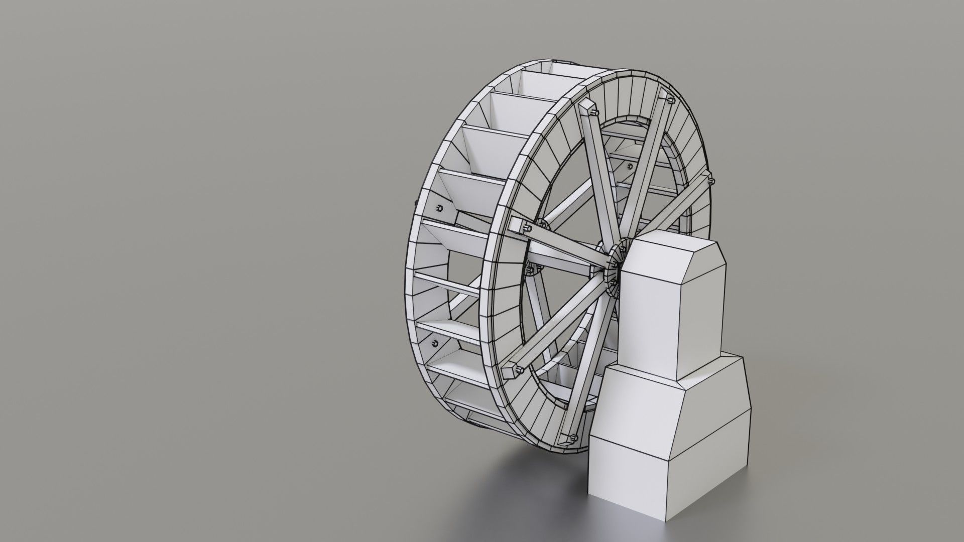 Water wheel Low-poly 3D model_38