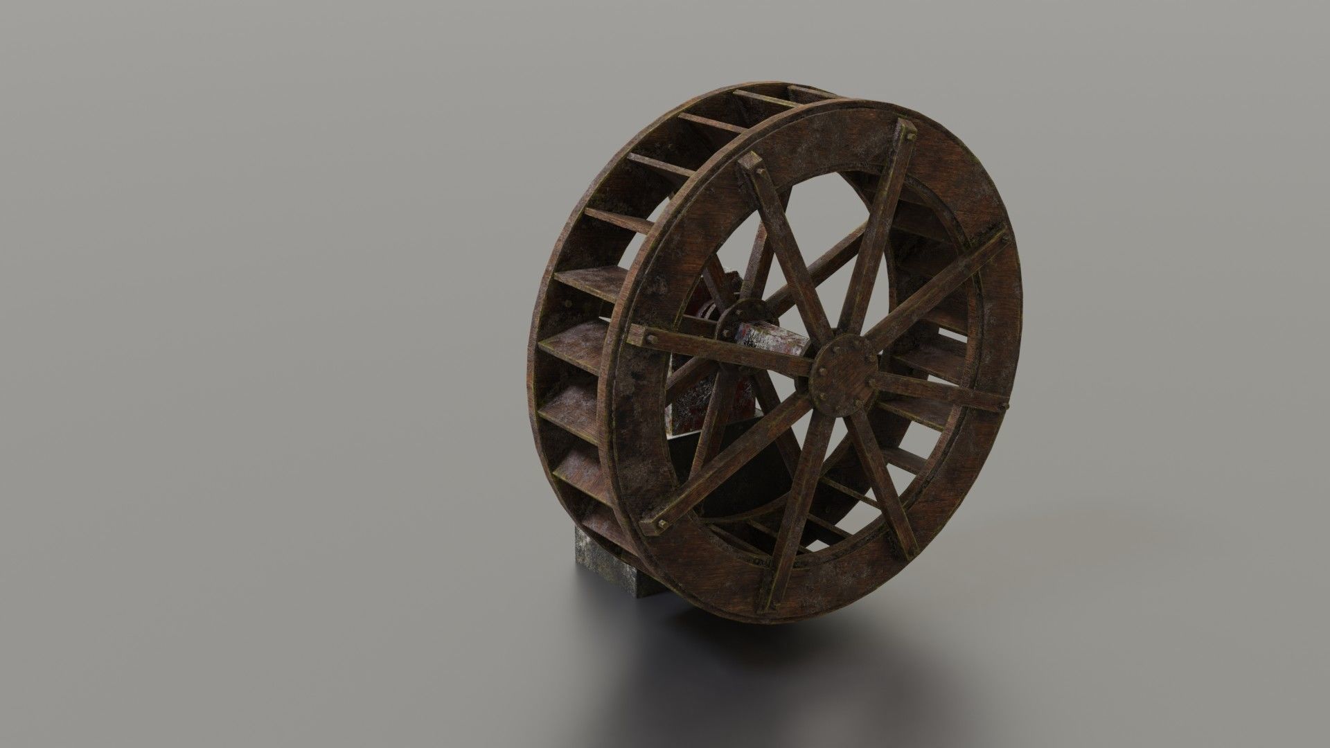 Water wheel Low-poly 3D model_22