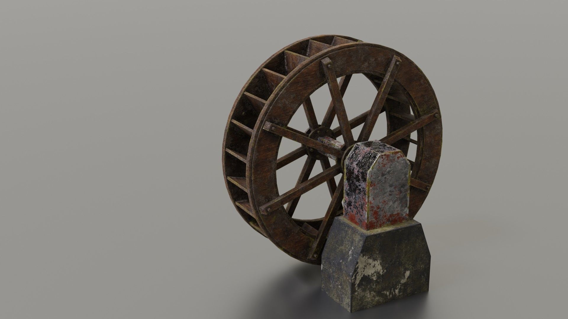 Water wheel Low-poly 3D model_12