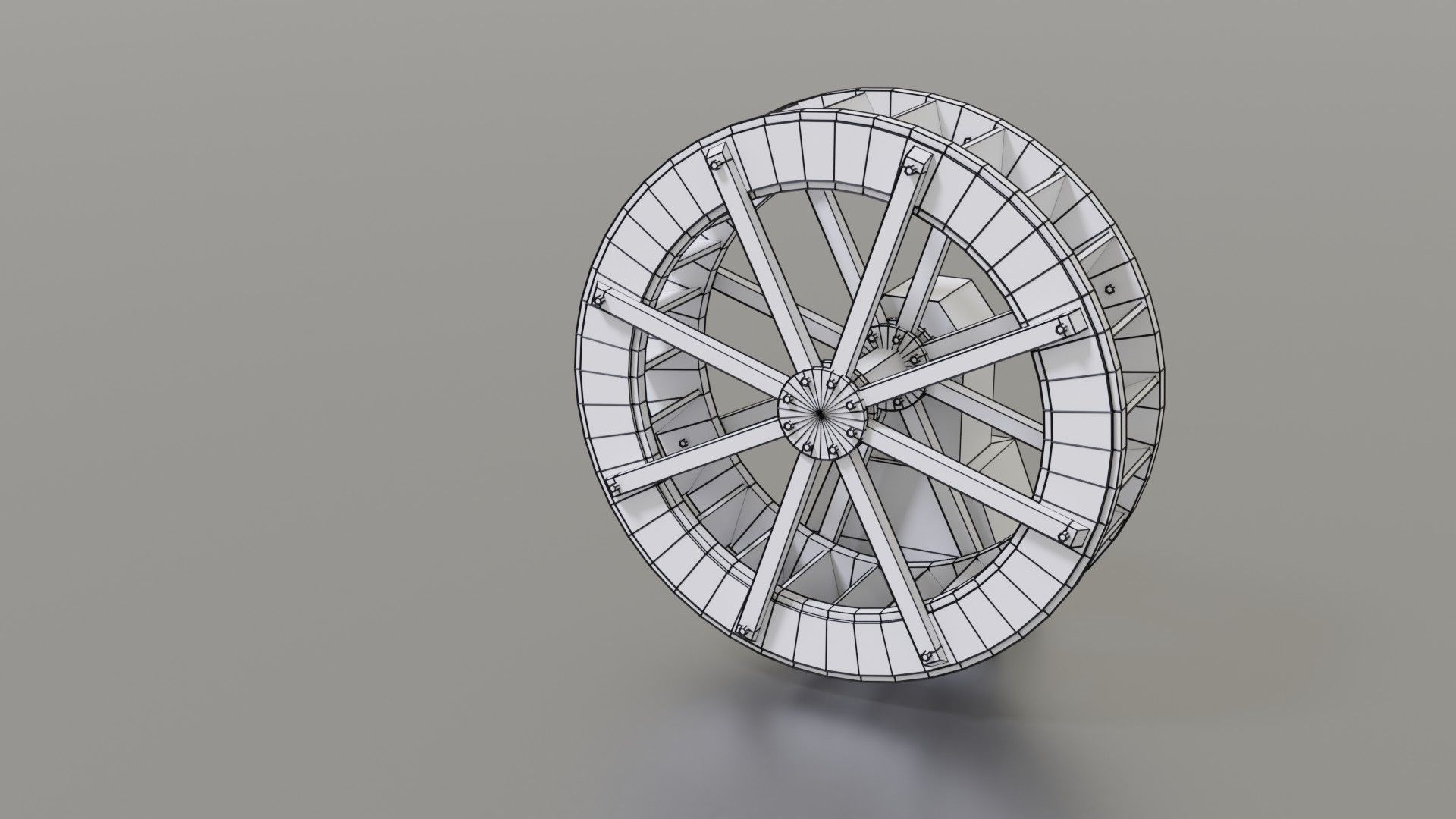 Water wheel Low-poly 3D model_43