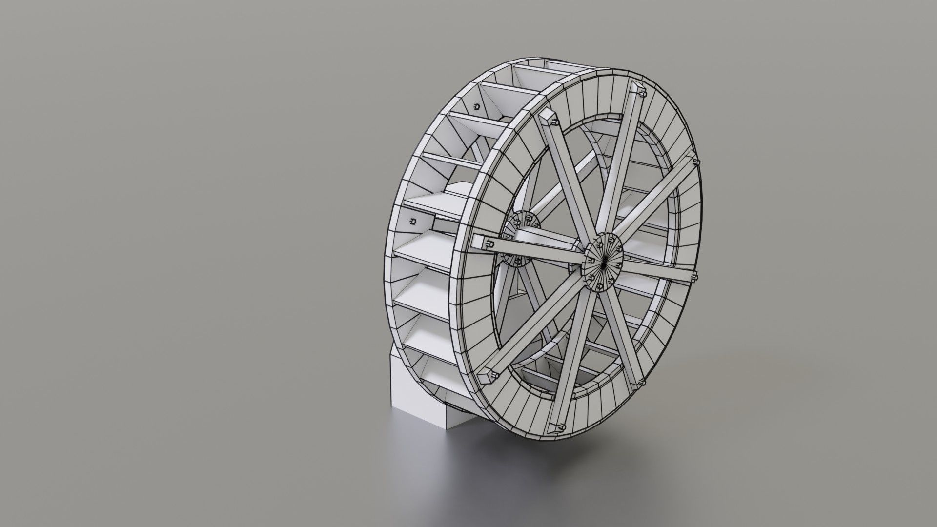 Water wheel Low-poly 3D model_48