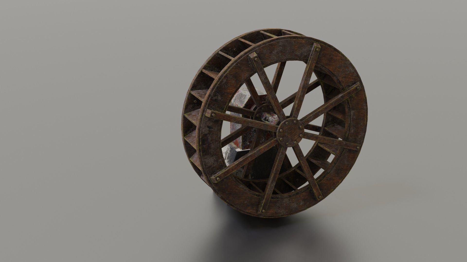 Water wheel Low-poly 3D model_21