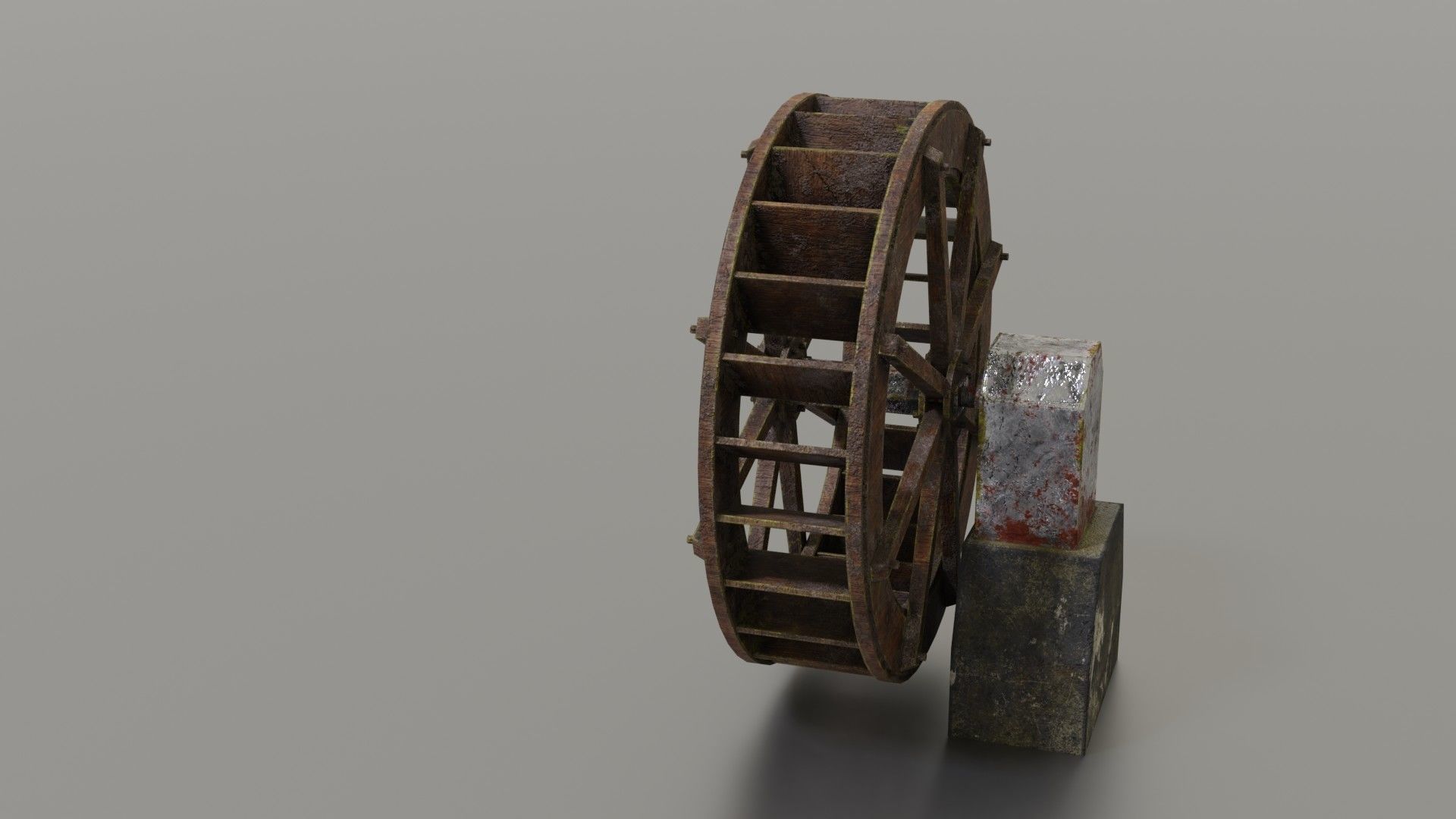 Water wheel Low-poly 3D model_14