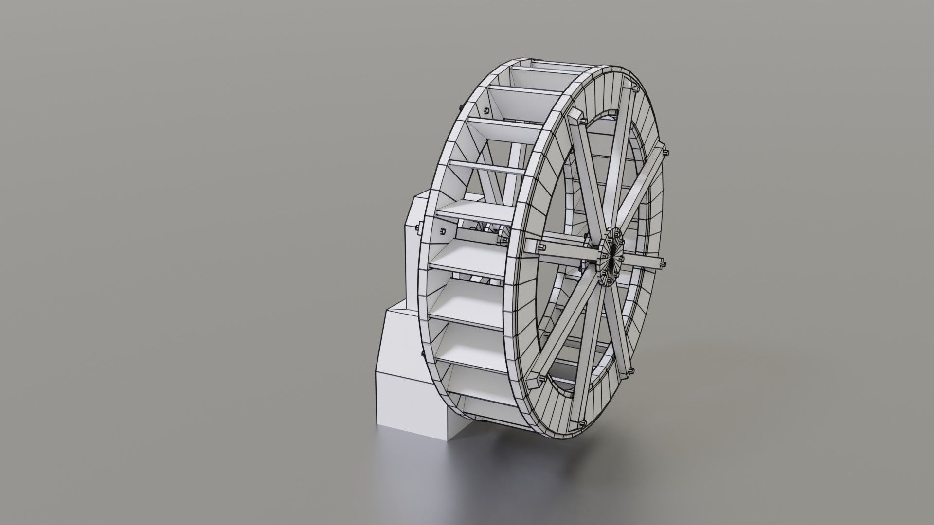 Water wheel Low-poly 3D model_27